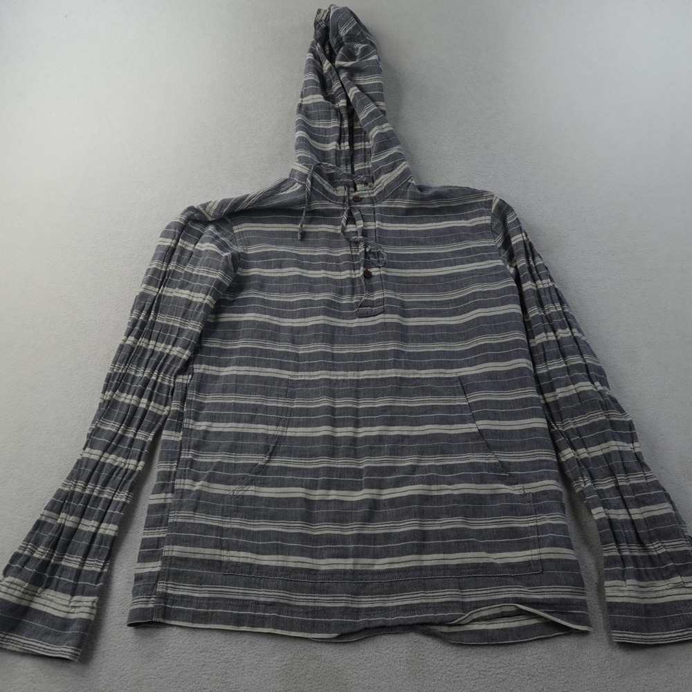 Patagonia Steersman Hoody Mens XS Gray Stripe Organic Cotton Pullover 53131